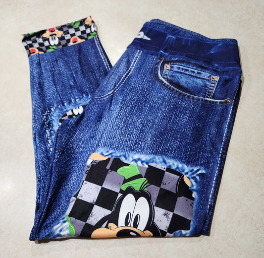 Silly Check Faux Denim Capris