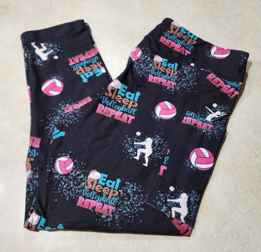 Eat Sleep Volleyball Full Length Leggings w/ Pockets