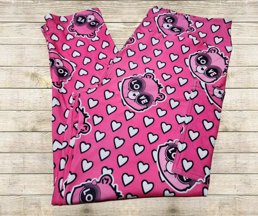Pink Heart Bear Capri Length w/ Pockets