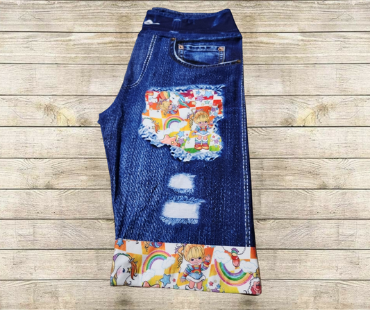 Rainbow Girl Check Faux Denim Jamaica Shorts