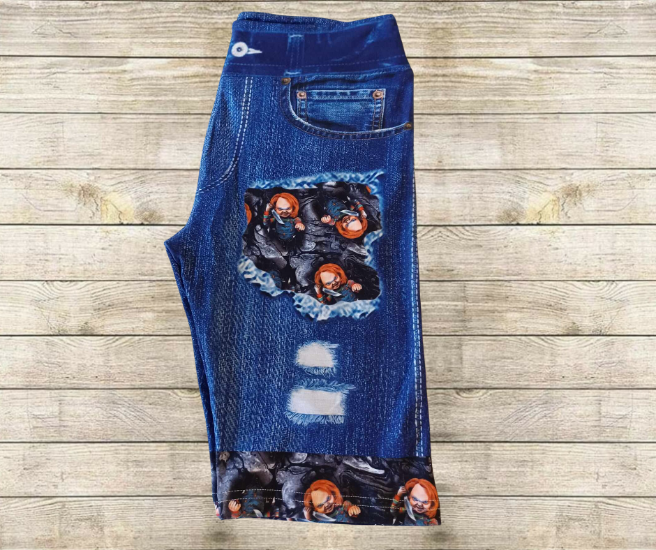 Horror Dolls Faux Denim Jamaica Shorts