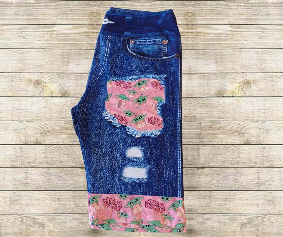 Green Baby Frog Faux Denim Jamaica Shorts