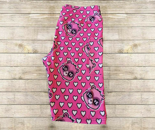 Pink Heart Bear 10" Jamaica Shorts