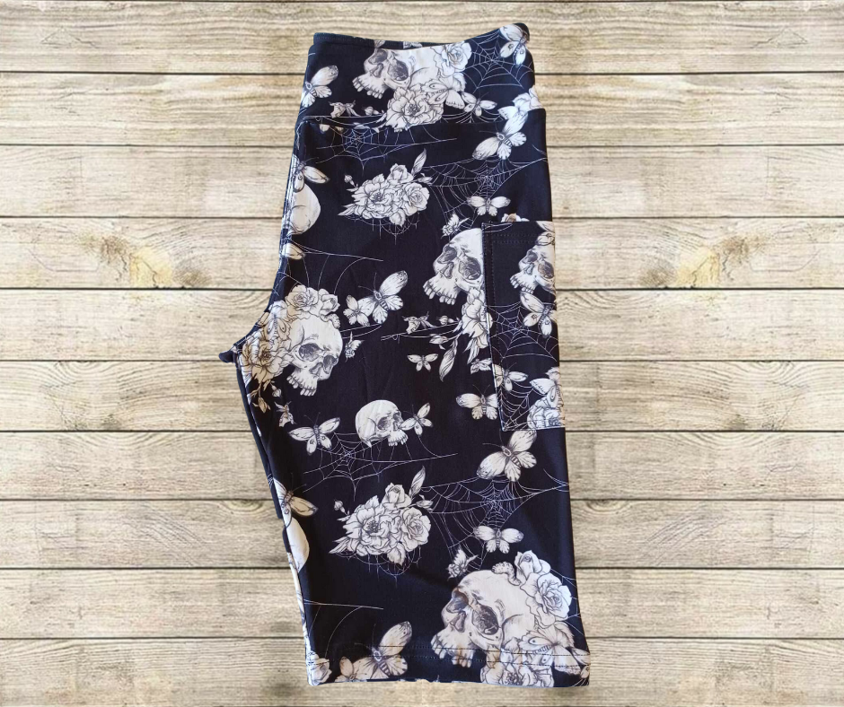 Sketched Floral Skull 10" Jamaica Shorts