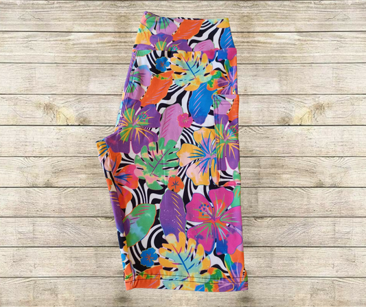 Zebra Hibiscus 10" Jamaica Shorts