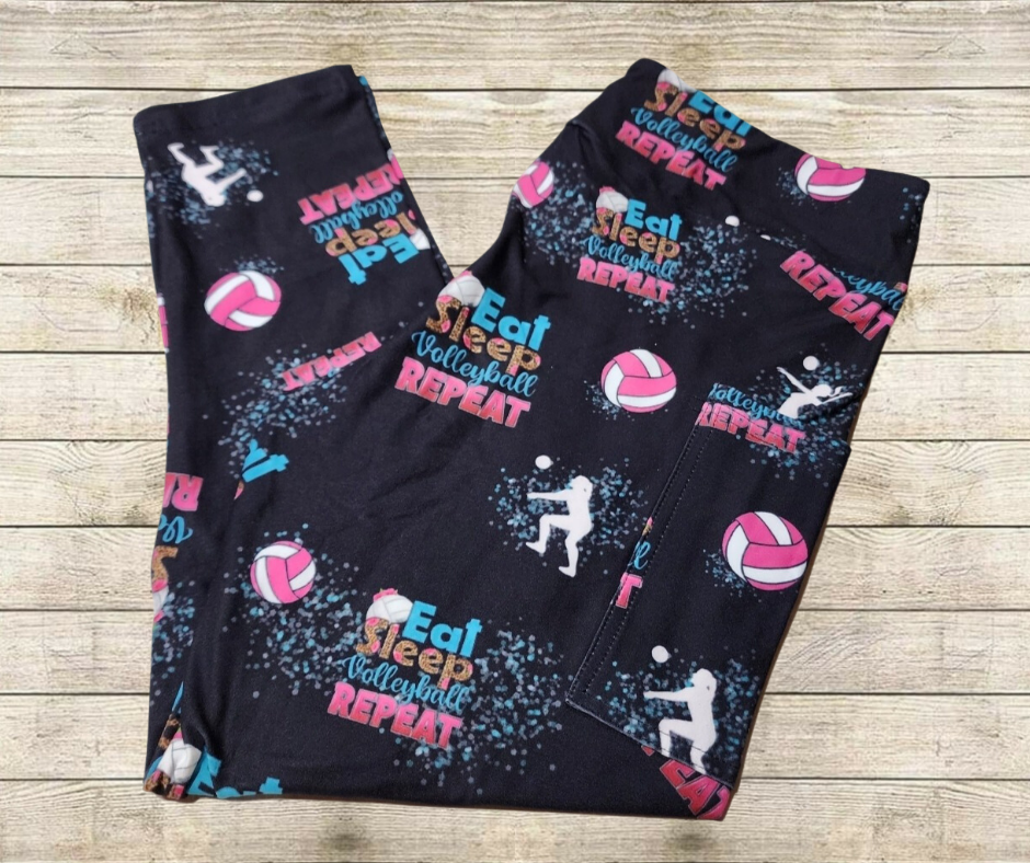 Eat Sleep Volleyball Capri Length w/ Pockets