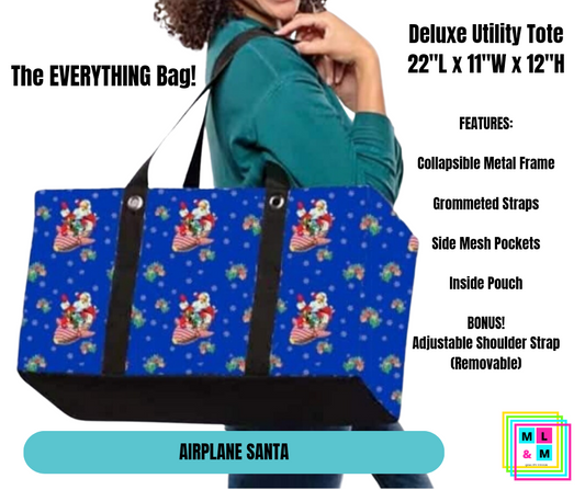 Airplane Santa Collapsible Tote