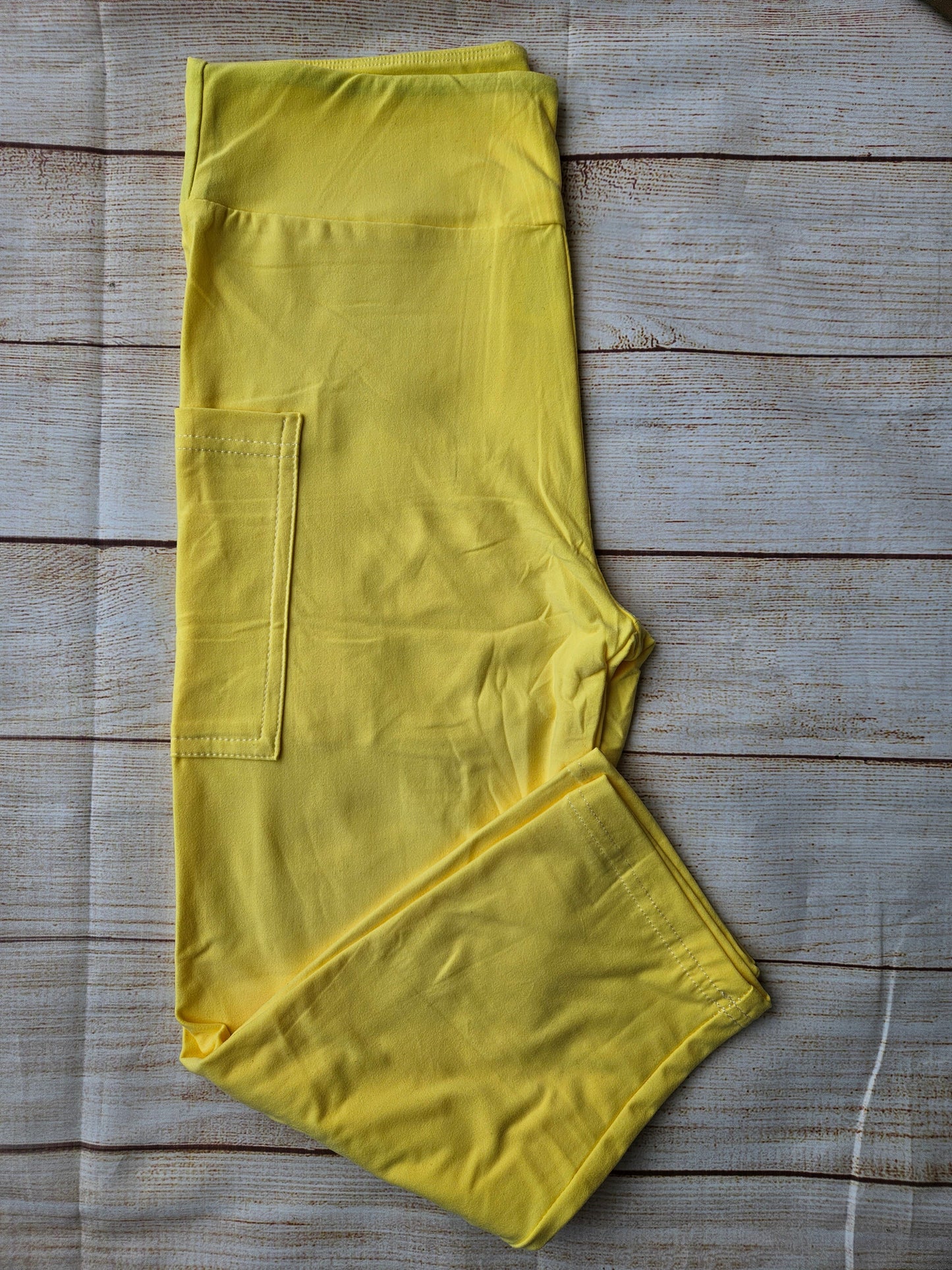 Solid Yellow Capris with pockets