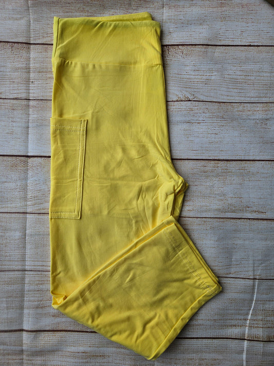 Solid Yellow Capris with pockets