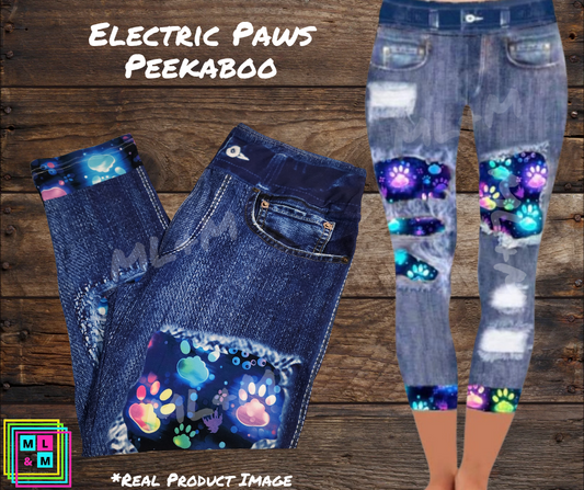 Electric Paws Faux Denim Capris