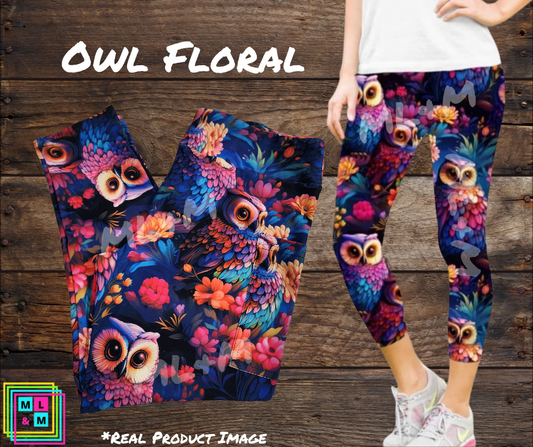 Owl Floral Capri Length w/ Pockets