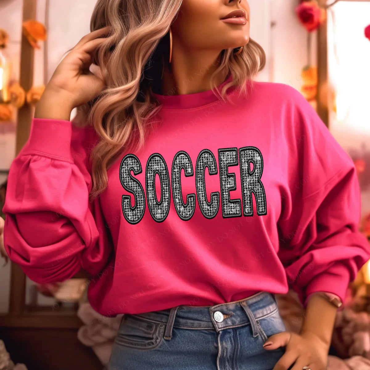 FAUX Rhinestone Sports Sweatshirt - Fully Customizable