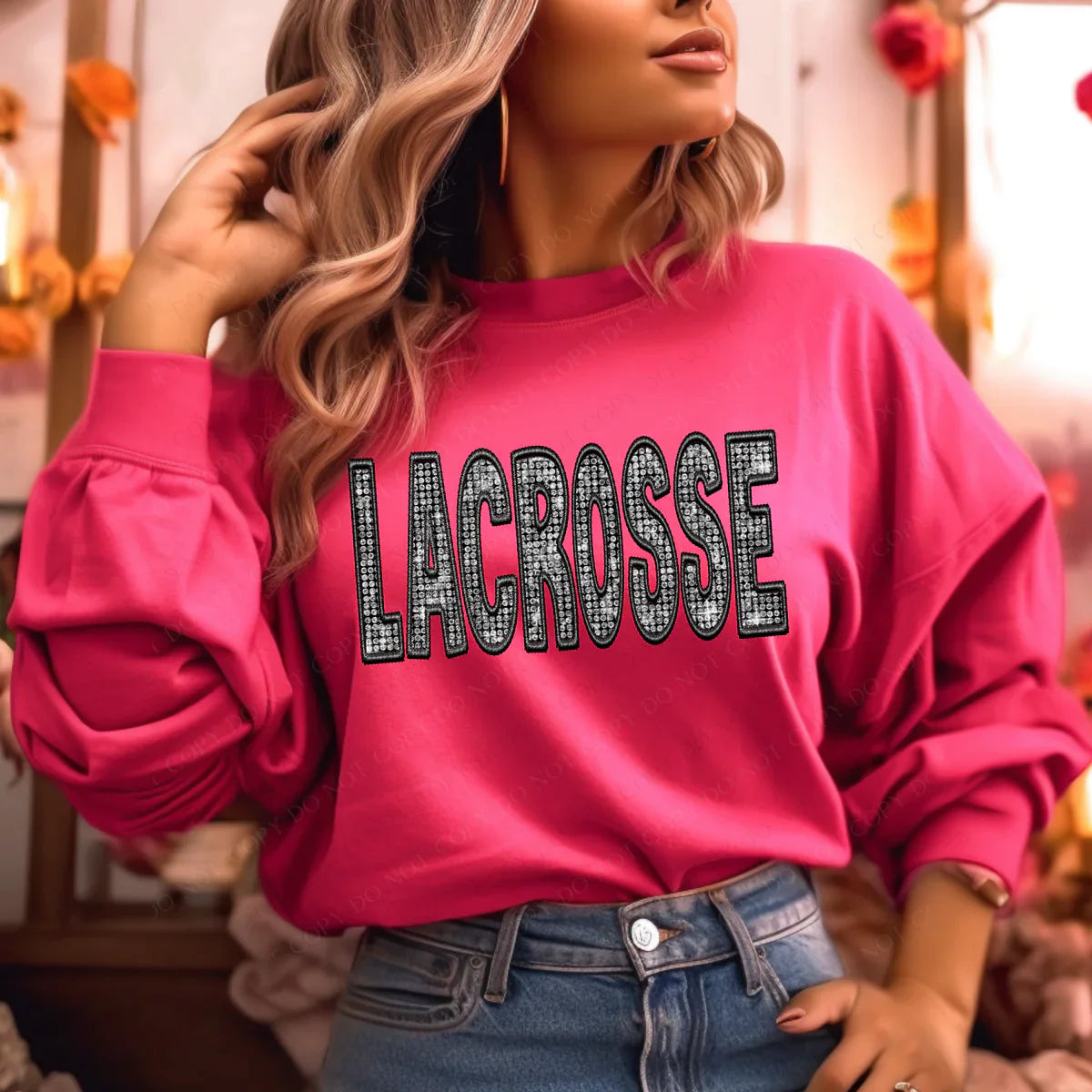FAUX Rhinestone Sports Sweatshirt - Fully Customizable