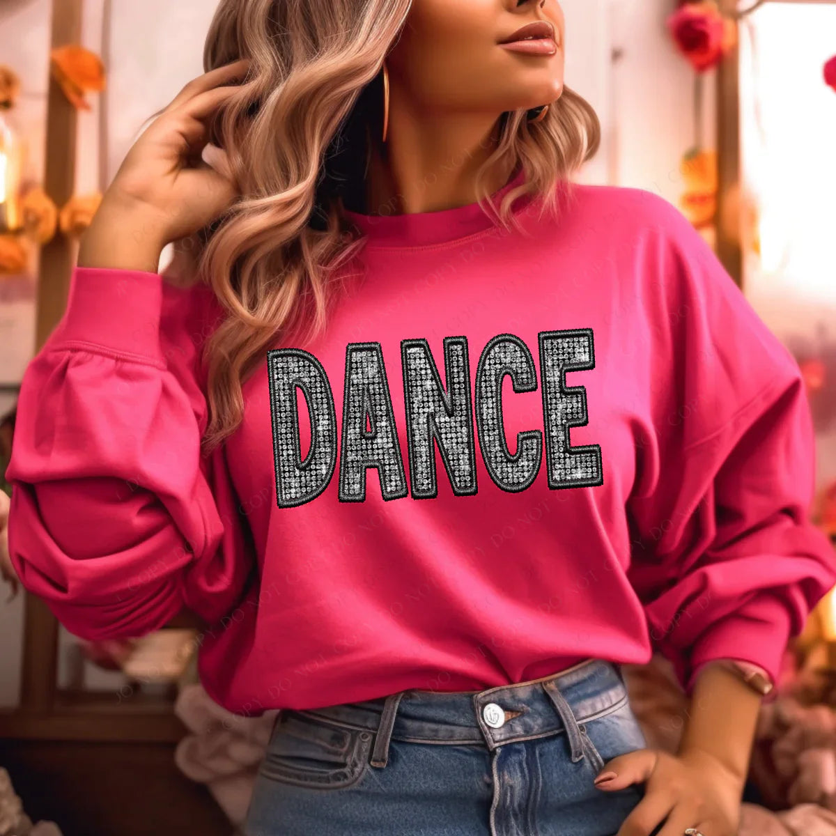 FAUX Rhinestone Sports Sweatshirt - Fully Customizable