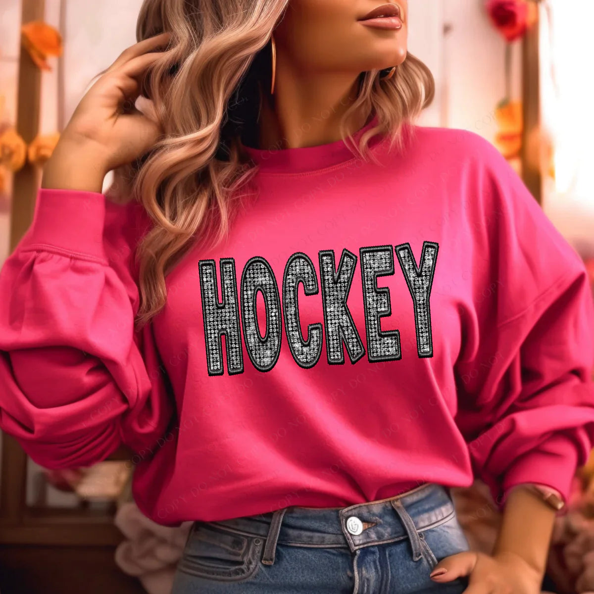 FAUX Rhinestone Sports Sweatshirt - Fully Customizable