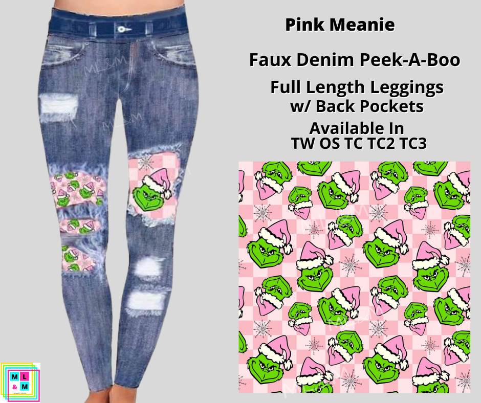 Pink Faux Denim Full Length