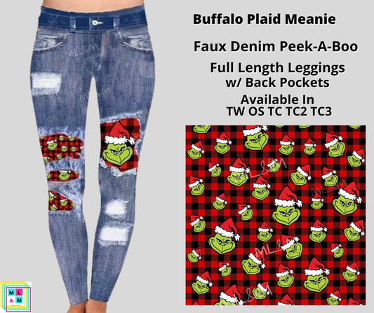 Buffalo Plaid Meanie Faux Denim Full Length