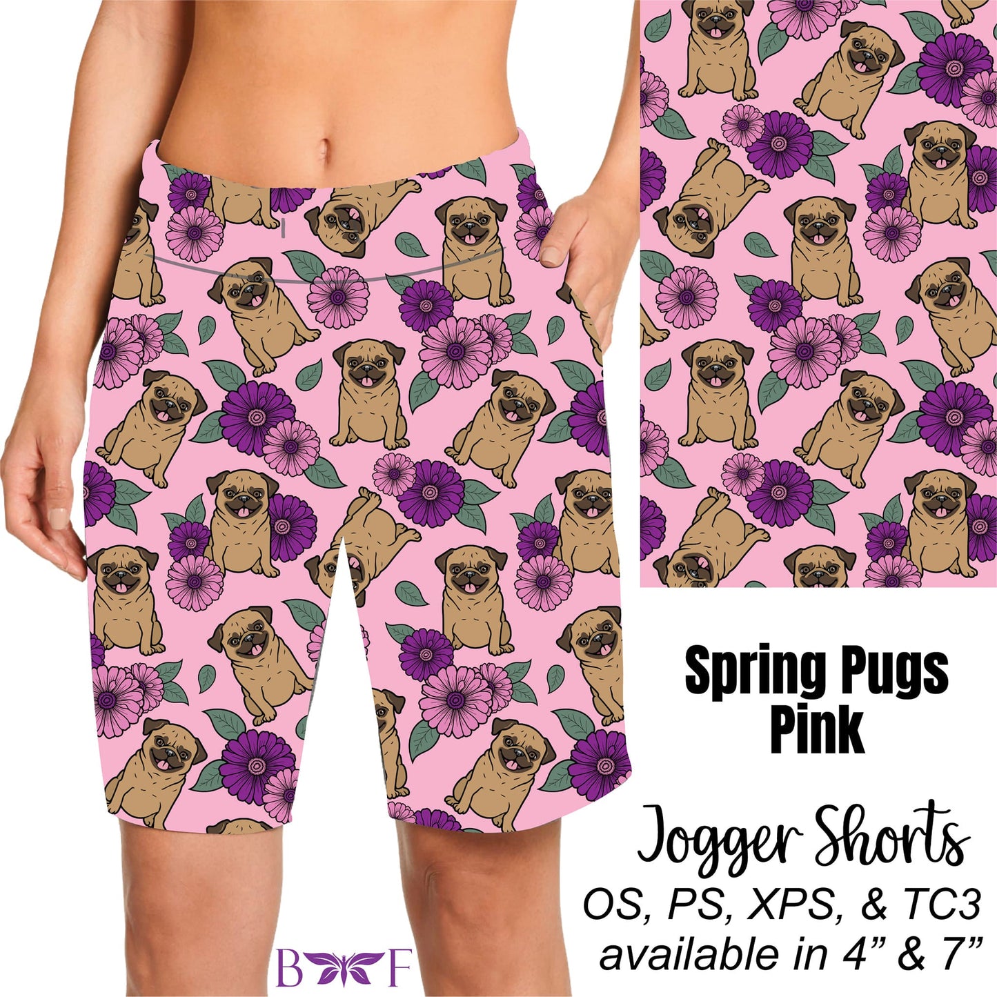 Spring Pugs Pink Leggings with pockets