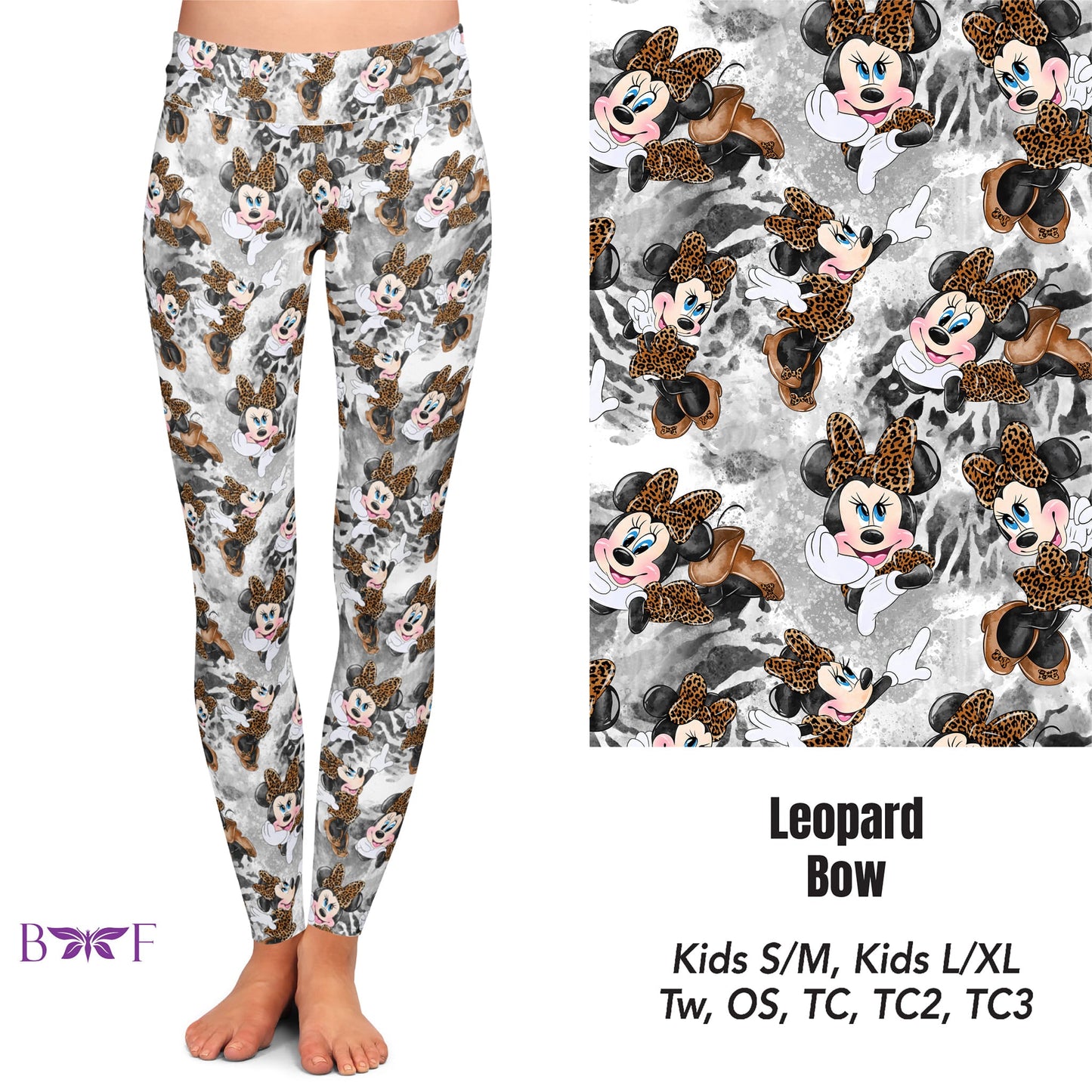 Leopard Bow leggings, capris, and skort with pockets