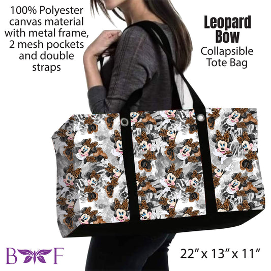 Leopard Bow large tote and 2 inside mesh pockets