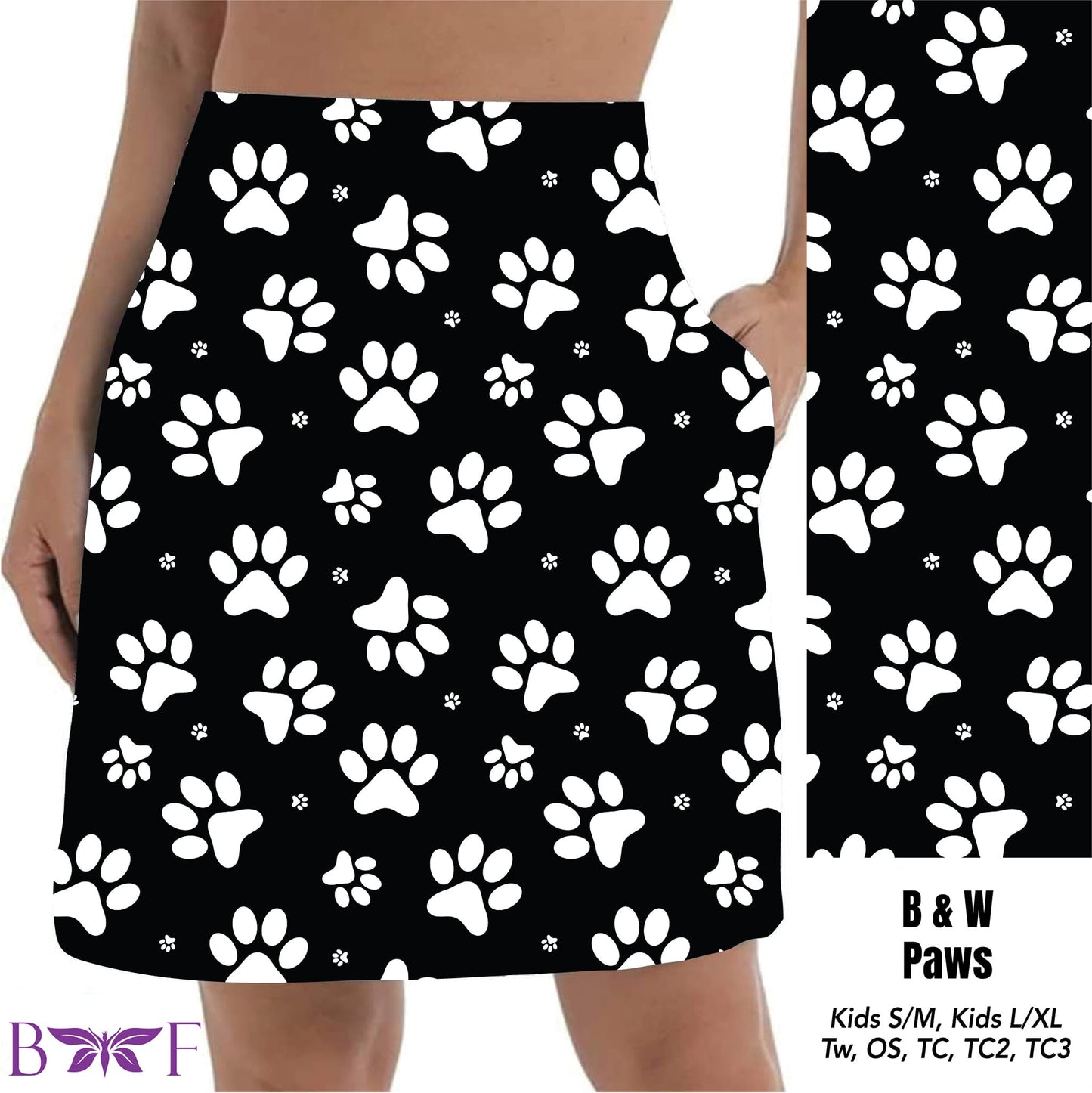 B&W Paws Skort
