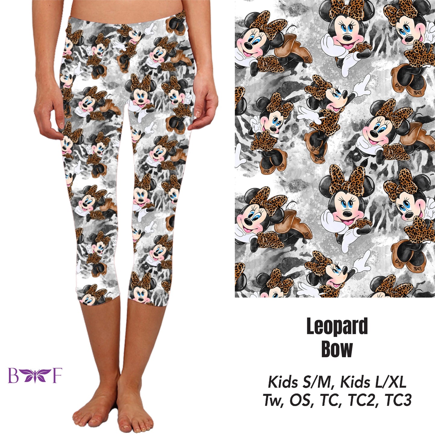 Leopard Bow leggings, capris, and skort with pockets