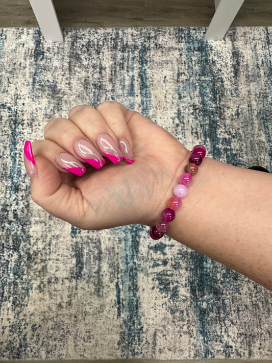 Magenta Fluorite Crystal Bracelet