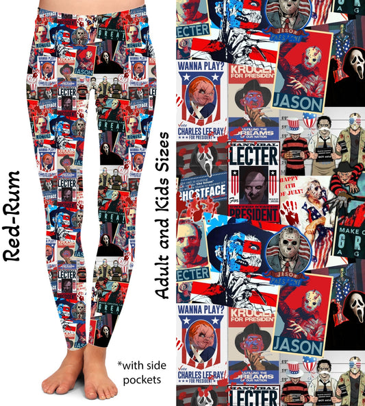 Patriotic Horror Leggings & Capris with Pockets