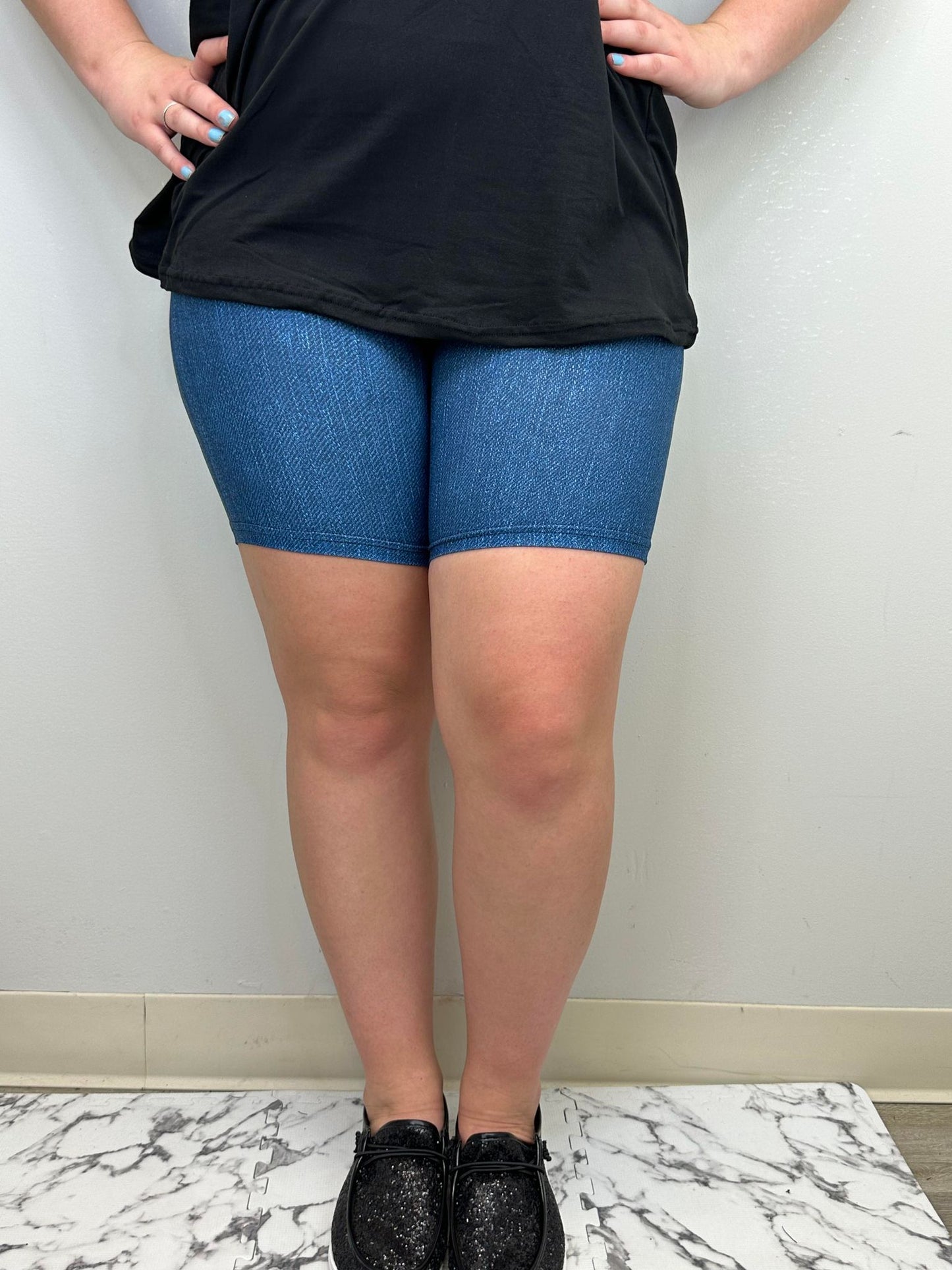 Blue Denim Shorts w/ Butt Pockets