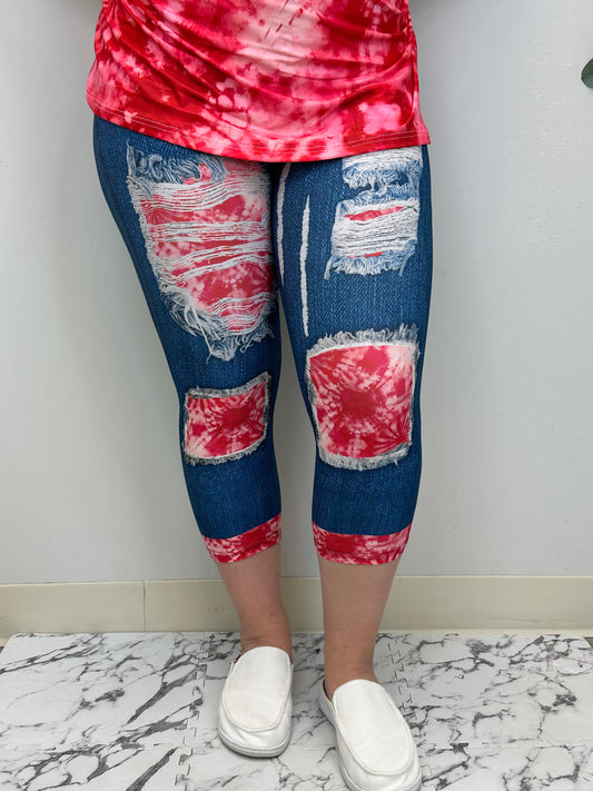 Firey Red Capri w/ Butt Pockets