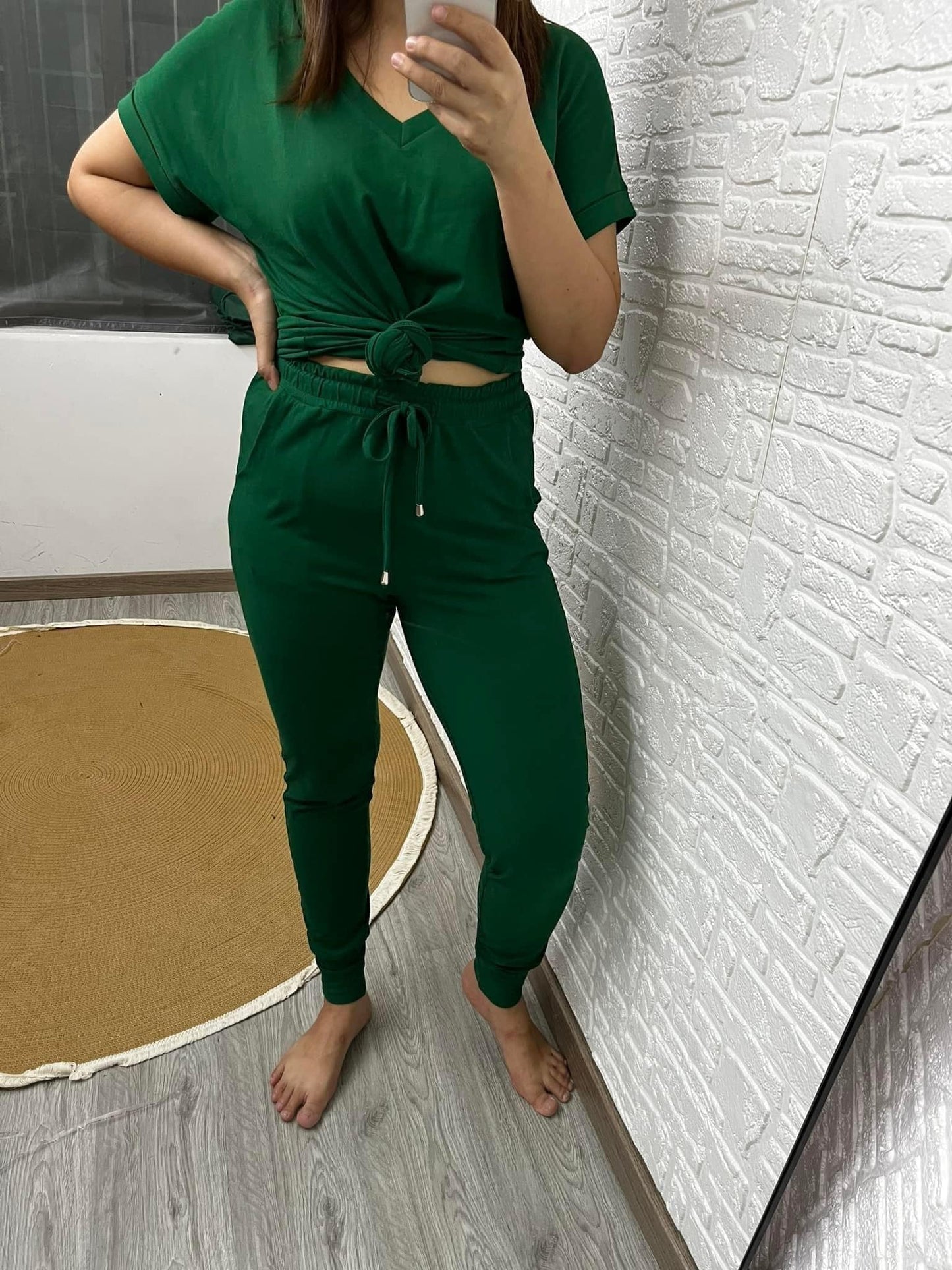 Kristie V-Neck Lounge Set  GREEN Preorder closes 8/31 eta late Sept.