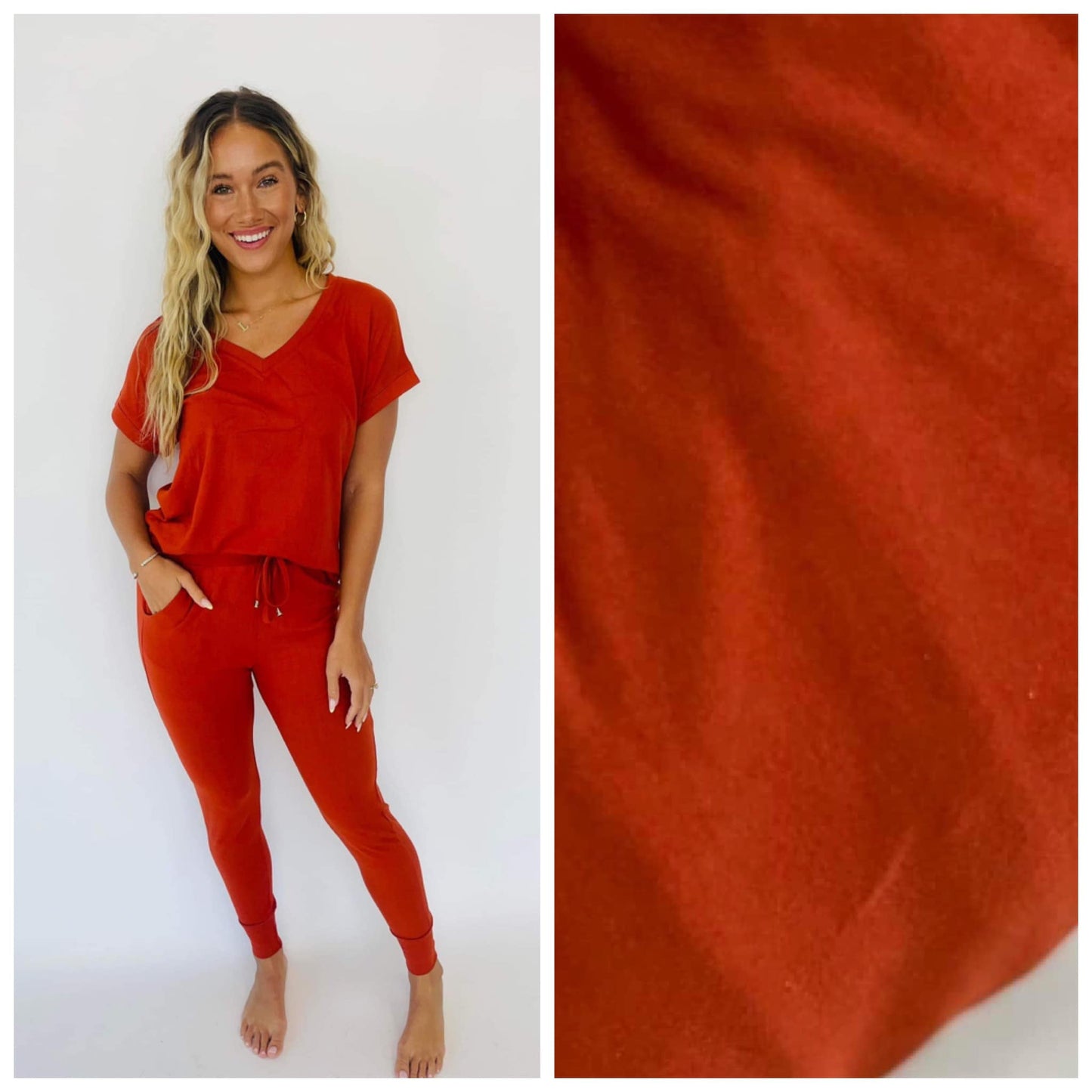 Kristie V-Neck Lounge Set  DARK RUST Preorder closes 8/31 eta late Sept.
