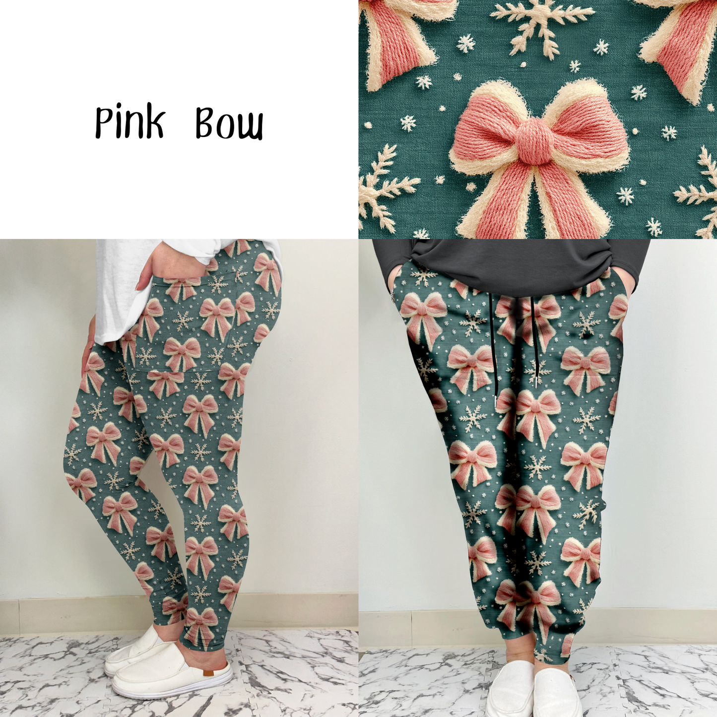 Pink Bow Leggings w/ Pockets