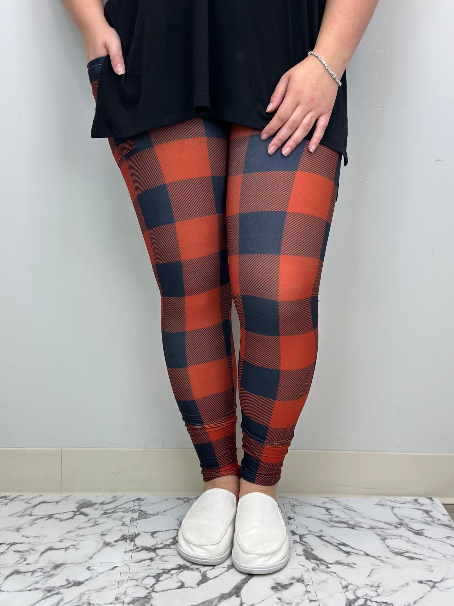 Buffalo Plaid Leggings w/ Pockets (Kid's No Pockets)