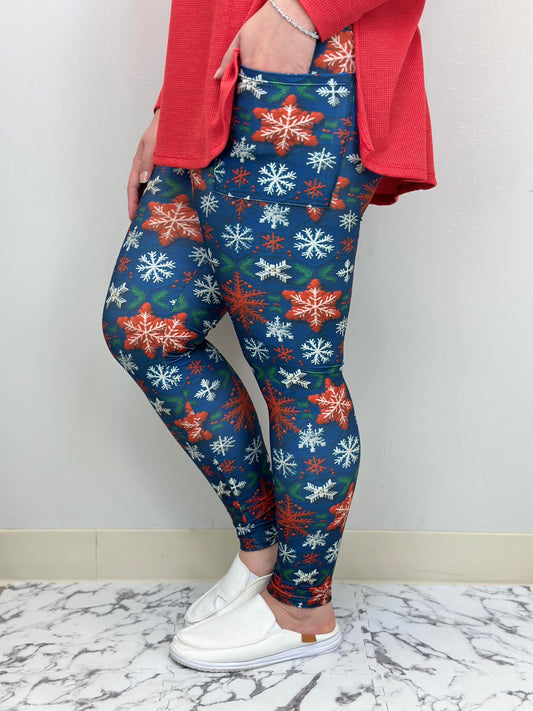 Knitted Snowflake Leggings w/ Pockets