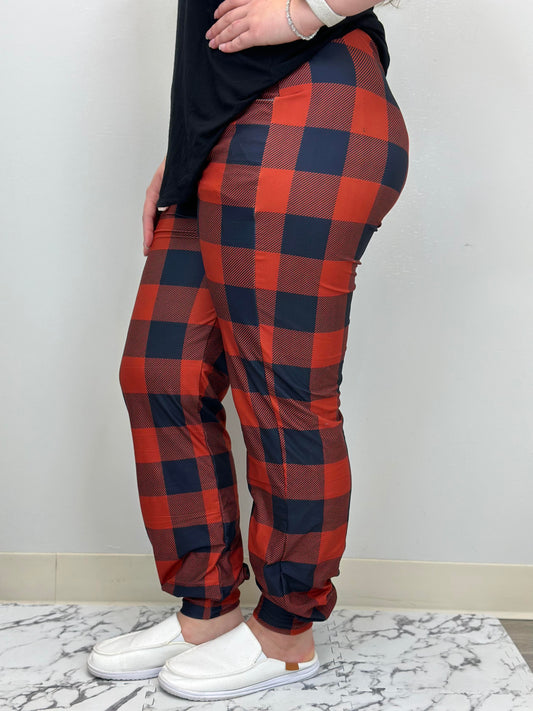Red Buffalo Plaid Joggers w/ Pockets