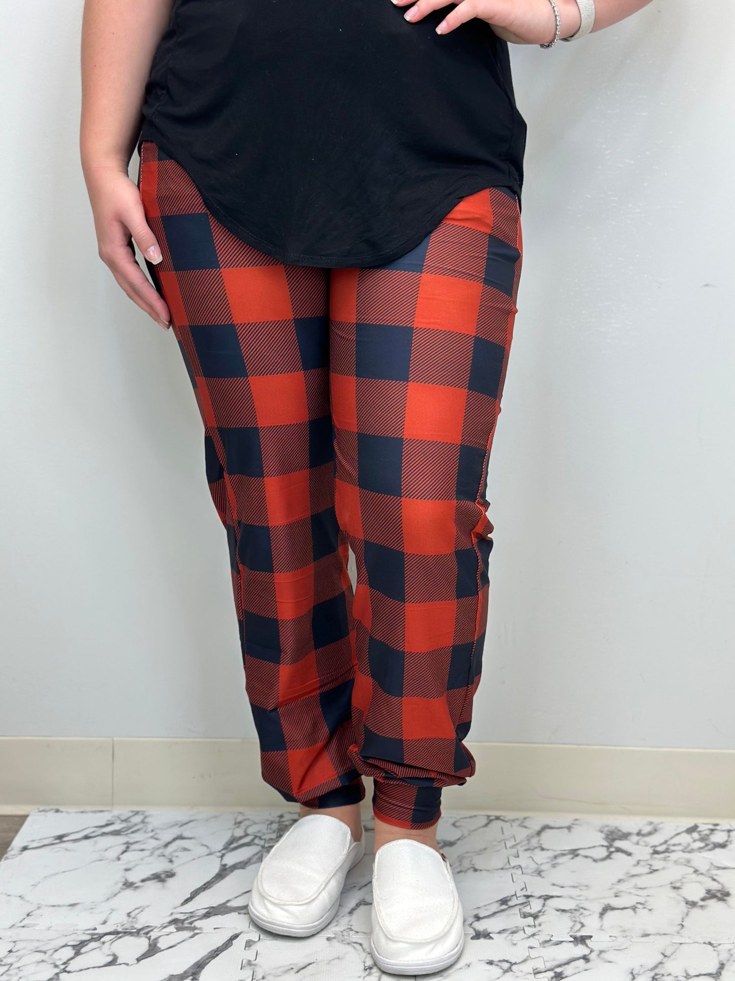 Red Buffalo Plaid Joggers w/ Pockets