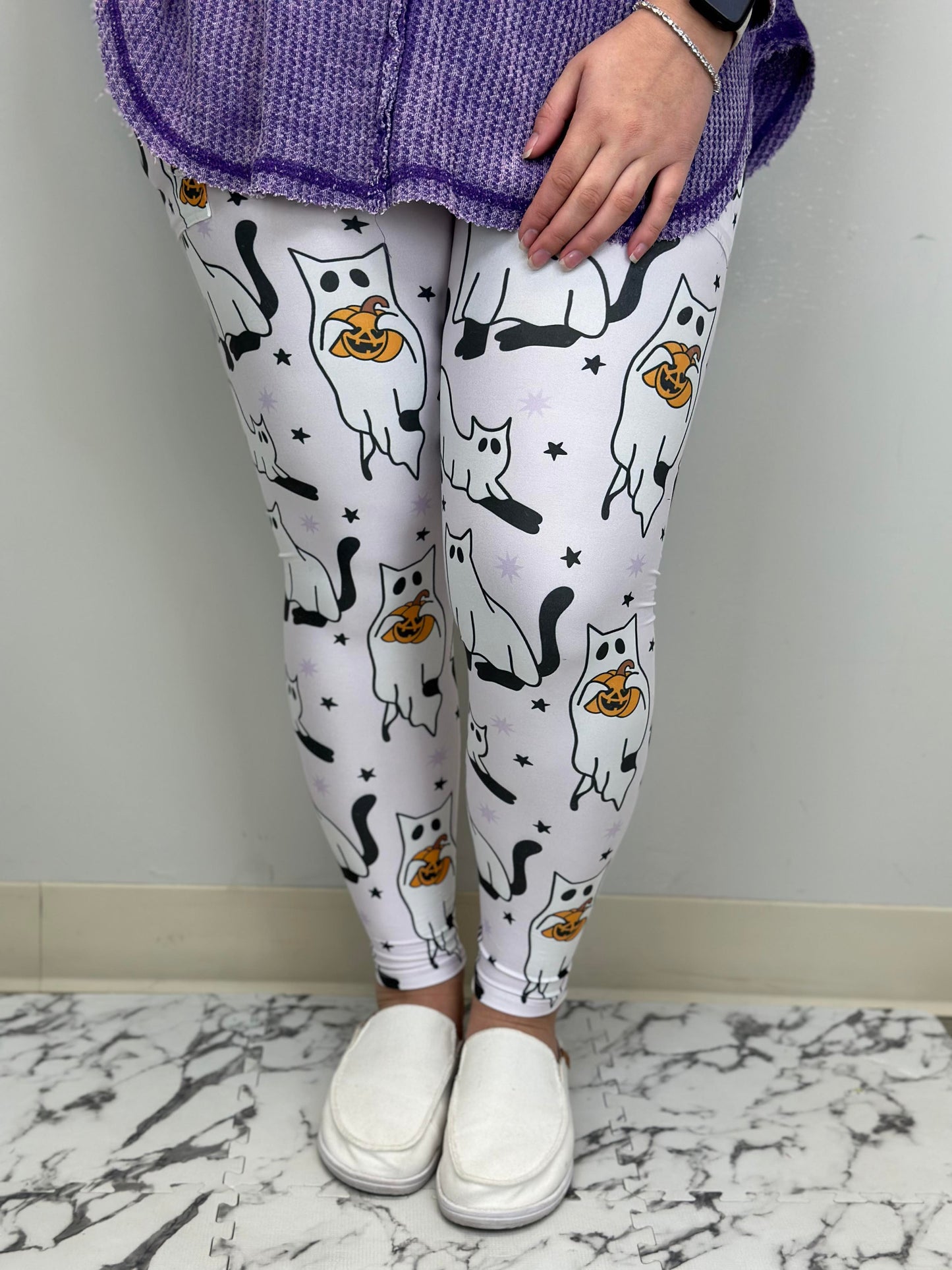 Spooky Kitten Leggings w/ Pockets (Kids No Pockets)