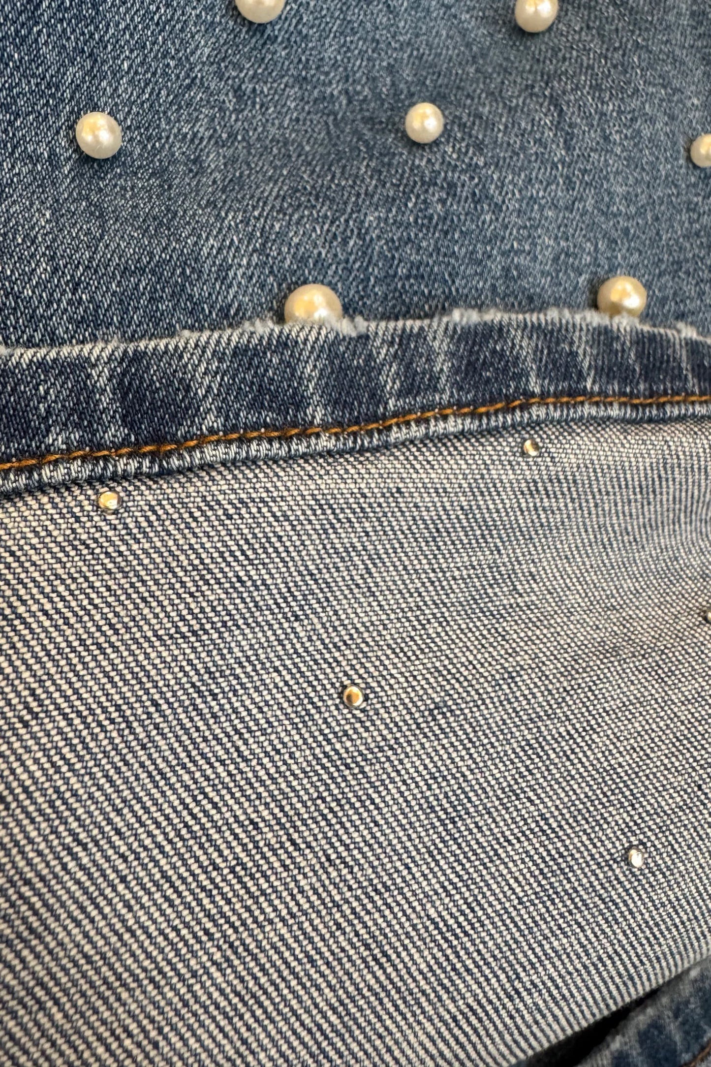 PREORDER: Denim & Pearls Crop Jeans