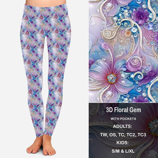 3D Floral Gem - Leggings & Capris with Pockets Preorder Closes 7/31