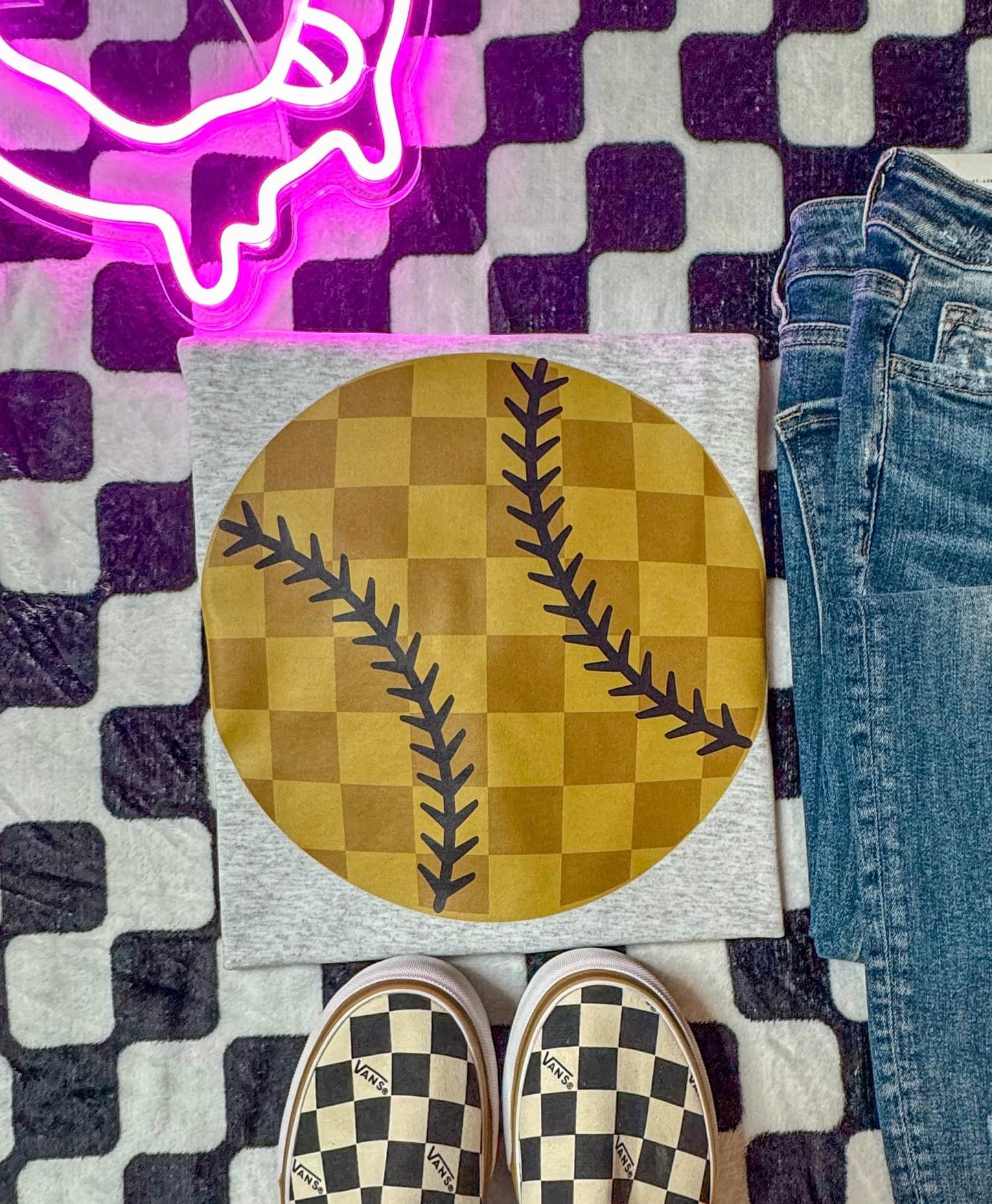 Checkered Baseball Graphic Tee