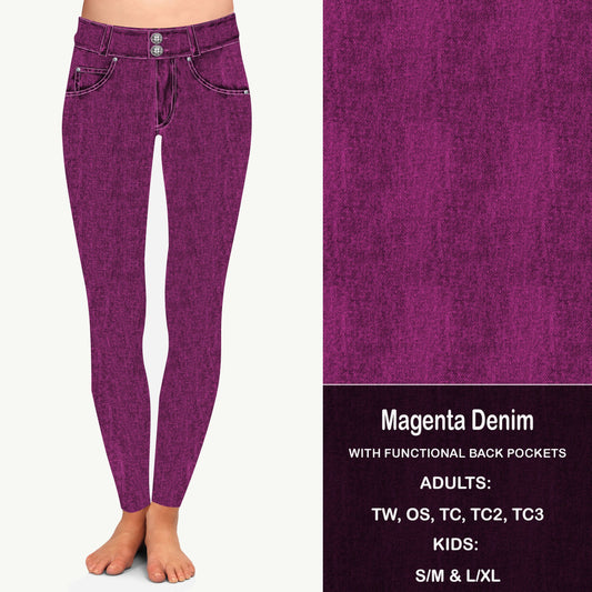 MAGENTA FAUX DENIM - Leggings with Pockets Preorder Closes 8/21 ETA LATE SEPT EARLY OCT