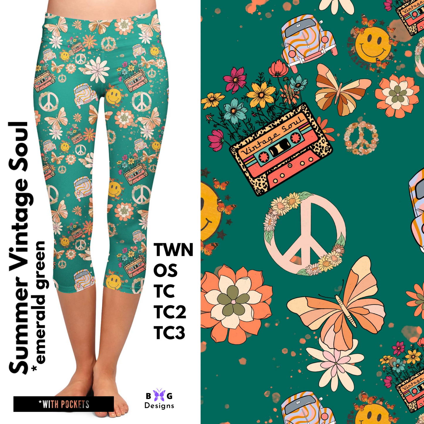 Summer Vintage Soul - Capri Leggings with Pockets