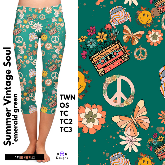 Summer Vintage Soul - Capri Leggings with Pockets