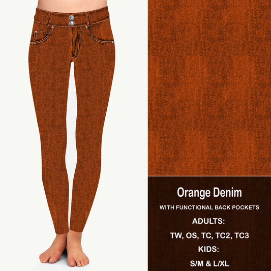 ORANGE FAUX DENIM - Leggings with Pockets Preorder Closes 8/11 ETA LATE SEPT EARLY OCT