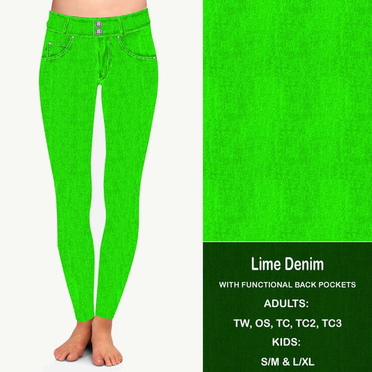 LIME FAUX DENIM - Leggings with Pockets Preorder Closes 8/21 ETA LATE SEPT EARLY OCT