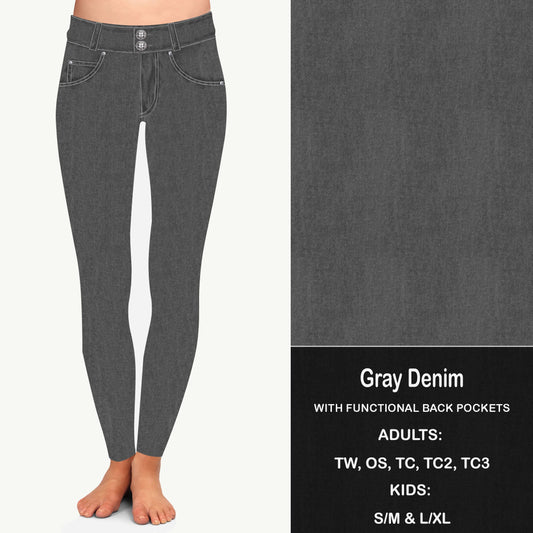 GRAY FAUX DENIM - Leggings with Pockets Preorder Closes 8/21 ETA LATE SEPT EARLY OCT