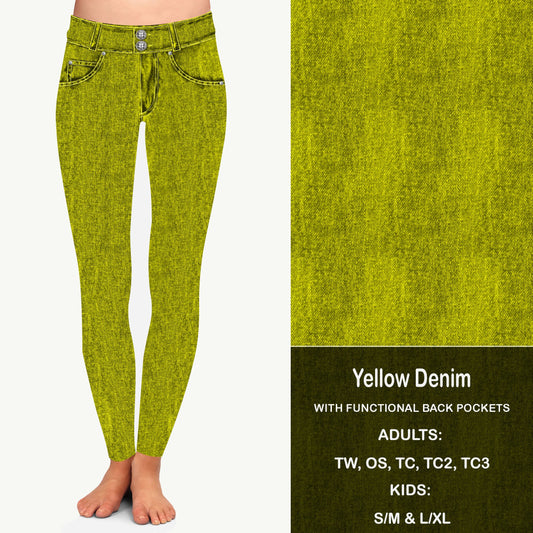 YELLOW FAUX DENIM - Leggings with Pockets Preorder Closes 8/11 ETA LATE SEPT EARLY OCT