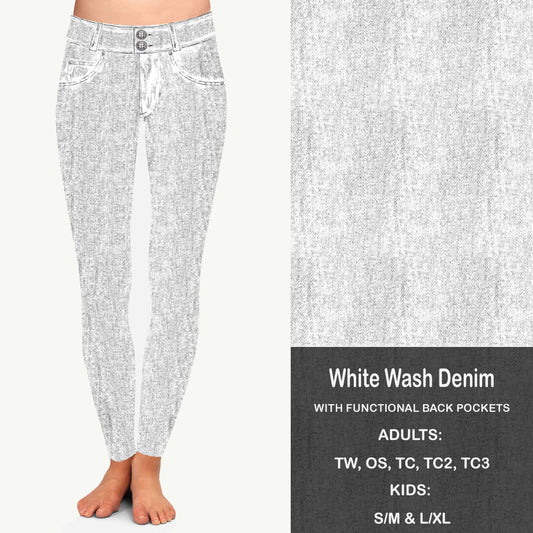 WHITE WASH FAUX DENIM - Leggings with Pockets Preorder Closes 8/11 ETA LATE SEPT EARLY OCT