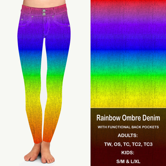 RAINBOW OMBRE FAUX DENIM - Leggings with Pockets Preorder Closes 8/21 ETA LATE SEPT EARLY OCT